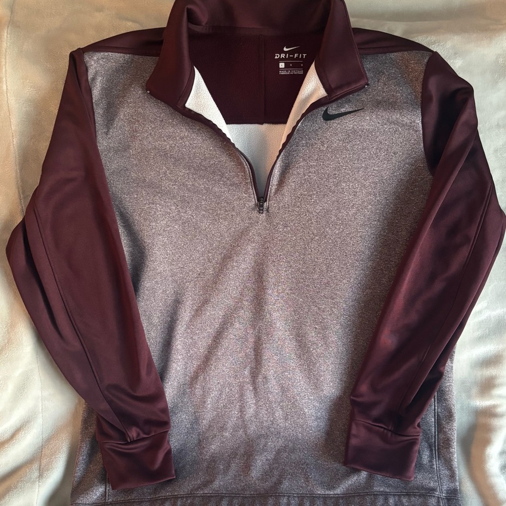 Nike Women's Burgundy and Gray Zip-Up Jacket
